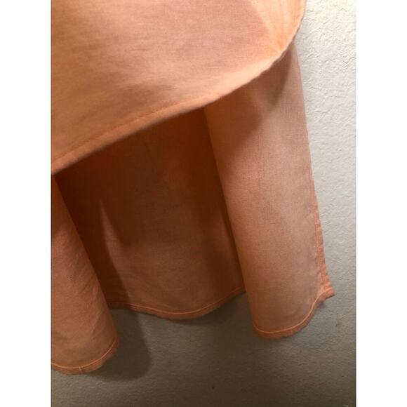 DKNY Women's Linen Panelled V-Neck Midi Dress Peach Sz: Large Beach Costal - Picture 10 of 15